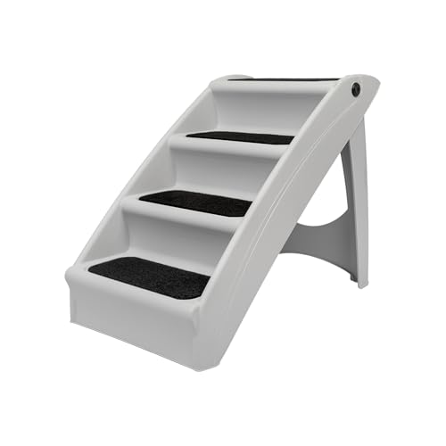 PetSafe CozyUp Folding Dog Stairs, Portable Indoor/Outdoor Pet Steps for Bed & Couch, Grey, 25 Inch - color: Gray, size: Bed - 25 Inches Tall