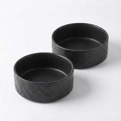 Ceramic Dog and Cat Bowl 2-Pack Non-Slip Weighted Food Water Set for Cats &Small Dogs 13.5OZ Black - color: Black – 2 Pack