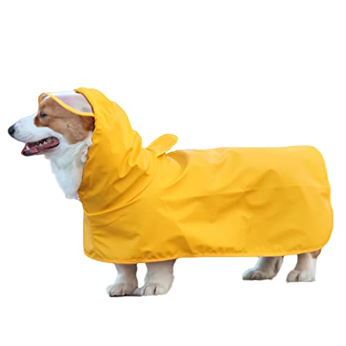 Dog Raincoat Waterproof Hooded Slicker Poncho for L to XX-Large Dogs and Puppies Yellow Rain Coat - L(L-XXL)