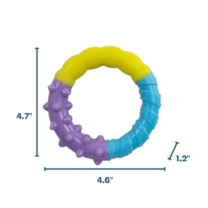Grow-with-Me Ring Dog Chew Toy, Durable Rubber, 3 Texture Zones, Teething Puppies & Small Dogs, 4.7” - color: Ring