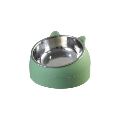 Stainless Steel Cat Food Bowl with Non-Slip Base, Easy to Clean Pet Feeding Dish, Food-Grade Pet Bowl for Cats and Small Pets - color: Green, size: 200ML