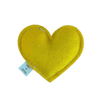 Catnip Toy – Heart Shape, Organic Catnip, 100% Wool Felt, Grown & Made in The USA - Yellow - color: Yellow, size: 1 pack