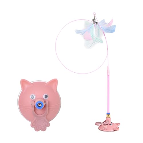 Pet Toy Kitten Teaser Wand Suction Cup Base Interactive Kitten Teaser Exercise and Entertainment for Active Felines Toy - color: Pink
