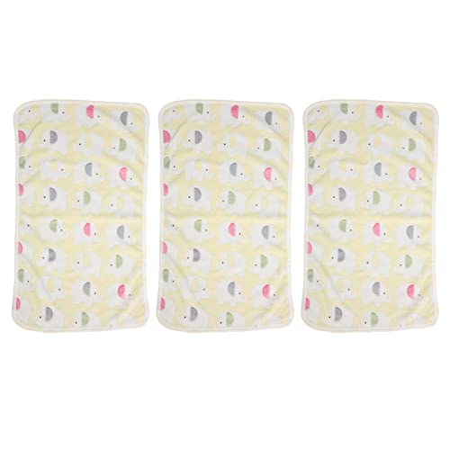 3Pcs Dog Blankets Double Sided Coral Fleece Pet Blanket with Cute Elephant Print, Soft Thin Puppy Blanket for Dogs Cats, Washable Pet Sleep Pad for Bed Sofa Cage (25.5cm) - color: Yellow, size: 25.5cm