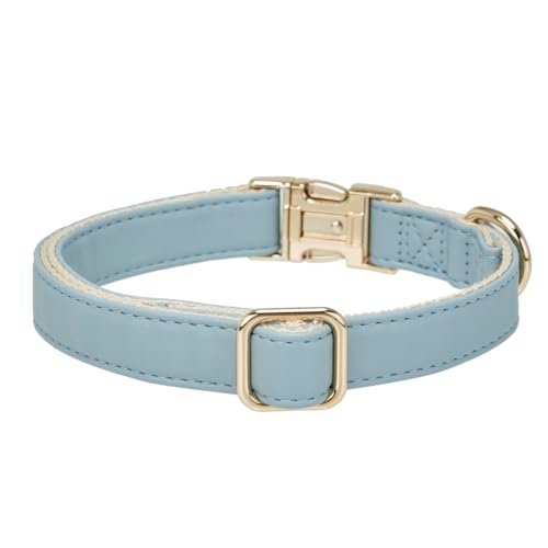 Soft Classic Leather Dog Collar Heavy Duty Padded Collars with Metal Buckle for Puppy Small Medium Dogs (Blue,XS) - color: Blue, size: XSmall