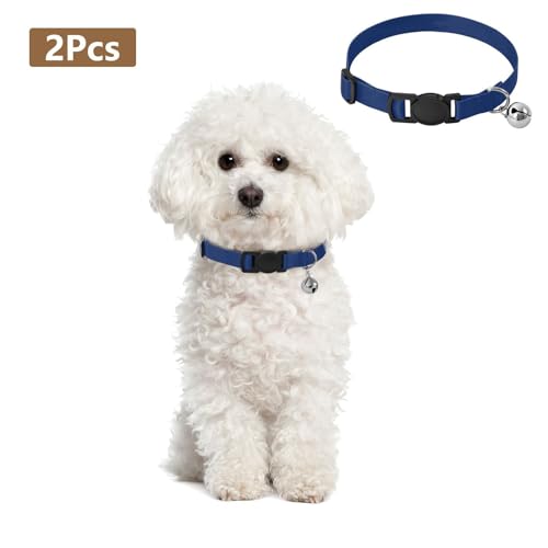 Sapphire Adjustable Pet Collar, 2 Pack Kitten Collar with Bell - color: Sapphire