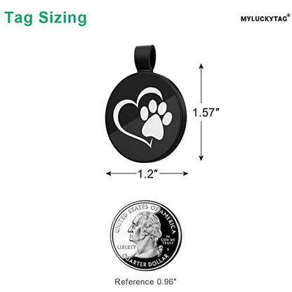 QR Code Pet ID | Personalized Dog & Cat Collar Tag | Online Profile with Instant Scanned Location Alert Email - style: Heart Paw