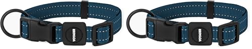 Best Pet Supplies Reflective Dog Collar with Adjustable Length, Heavy-Duty Buckle, and Strong Leash D-Ring, Training, Walking, Jogging Accessory for Small, Medium, and Large Breeds - Blue, M - color: Collar (Blue), size: M (13" - 20.5") (Pack of 2)