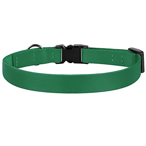 Breakaway Cat Collar with Bell - Leather Adjustable Kitten Collars with Safety Quick Release Buckle - Soft Small Pet Collars for Girl & Boy Cats (Green) - color: Green