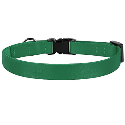 Breakaway Cat Collar with Bell - Leather Adjustable Kitten Collars with Safety Quick Release Buckle - Soft Small Pet Collars for Girl & Boy Cats (Green) - color: Green