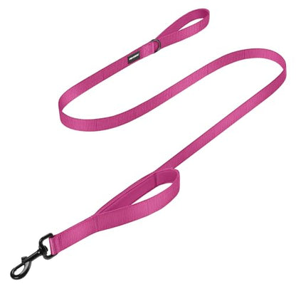 Dog Leash 6FT - Heavy Duty Dog Leash with Traffic Padded Double Handles - Safety Control Traning Leash for Large Medium Dogs - color: Pink
