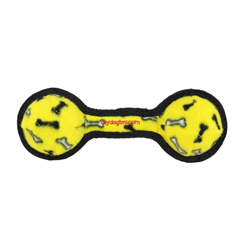 TUFFY- World's Tuffest Soft Dog Toy- Tug O War -Squeakers - Multiple Layers. Made Durable, Strong & Tough.(Tug,Toss & Fetch).Machine Washable & Floats (2Ball Tug Red Paw, Jr 2 Pack) - color: 2Ball Tug Red Paw, size: Jr 2 Pack