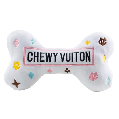 Haute Diggity Dog Chewy Vuiton Bone Plush Squeaky Dog Toy, Soft Durable Designer-Inspired Stuffed Puppy Chew Toys for Small, Medium & Large Dogs, Machine-Washable (White) XL - color: White Bone, size: X-Large