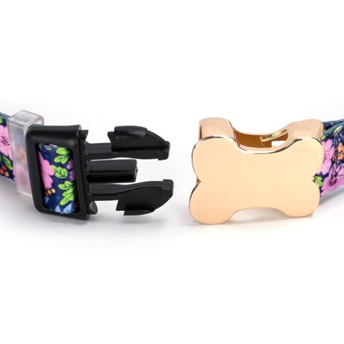 Personalized Custom Customized Silent No Jingle Dog Collar with Engraved ID Dog Name Phone Number/Dog Collars for Puppy X-Small Small Medium Large X-Large Boy Girl Dogs-Flower-XS - color: 4 Flower, size: X-Small (0.6" *7.8"-11.8")