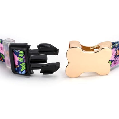 Personalized Custom Customized Silent No Jingle Dog Collar with Engraved ID Dog Name Phone Number/Dog Collars for Puppy X-Small Small Medium Large X-Large Boy Girl Dogs-Flower-XS - color: 4 Flower, size: X-Small (0.6" *7.8"-11.8")