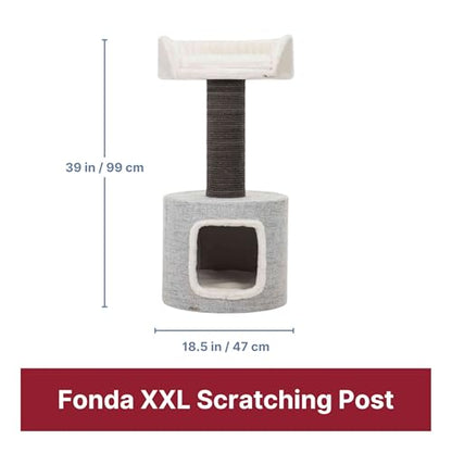 Trixie Fonda Cat Scratching Post 39 Inch - Cat Scratcher with Soft Fabric Covering Base and Durable Sisal Rope - for Large Cats with Condo Base and Platform - in Gray - color: Fonda XXL