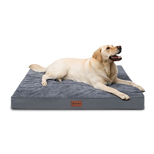 Waterproof Extra Large Dog Bed Orthopedic Dog Beds for Crate with Removable Washable Cover Egg-Crate Foam Pet Pad Mat with Anti-Slip Bottom, 47x29 Inch, Grey - color: Grey, size: 47"L x 29"W x 4"H
