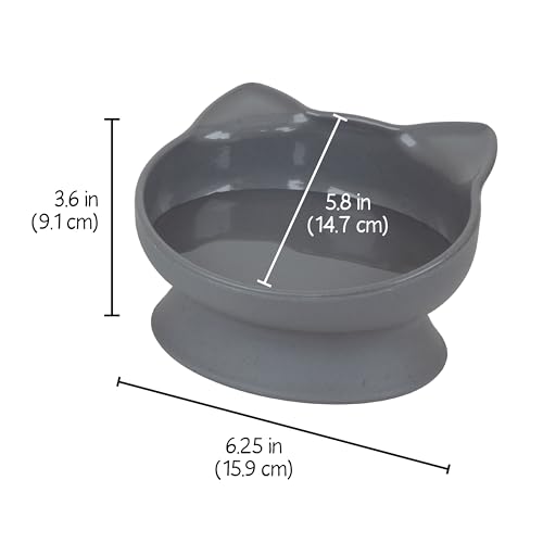 Kitty City Elevated Cat Bowls (Set of 2), Whisker-Friendly Raised Cat Food & Water Dishes, Modern Pedestal Design, Dishwasher Safe, 10.8 oz Each – White & Gray - color: White & Gray, style: Large
