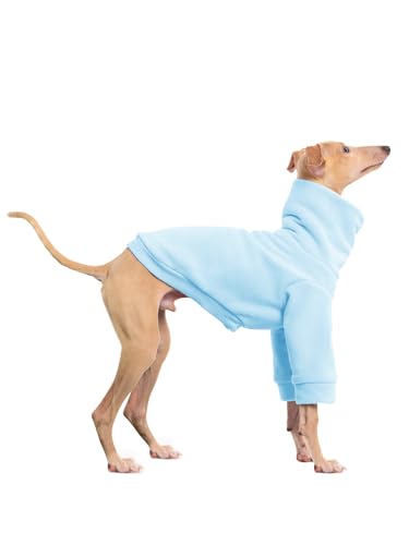 Dog Fleece Sweater Turtleneck Long Sleeve Pullover Sweatshirt Warm Puppy Clothes for Small Medium Dogs - color: Blue, size: Small