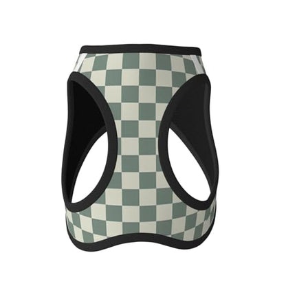 Green Checkerboard Dog Harness and Leash Set, No Pull Reflective Adjustable Soft Mesh Padded Pet Vest with Safety Buckle for Small Medium Dogs and Cats Medium - color: Green Checkerboard, size: Medium