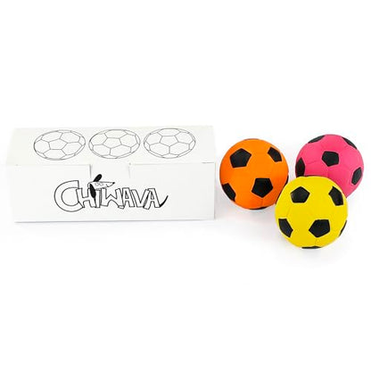 CHIWAVA 3PCS 2.7'' Squeak Latex Dog Toy Football Chew Fetch Throw Ball for Medium Dogs Interactive Play - size: 2.7" Medium Dogs 3 Pack