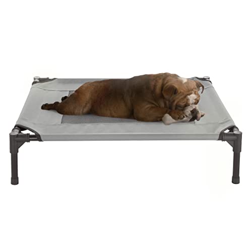 Elevated Dog Bed - 30x24-Inch Portable Pet Bed with Non-Slip Feet - Indoor/Outdoor Dog Bed or Puppy Cot for Pets up to 50lbs by PETMAKER (Gray) - color: Gray, size: Medium