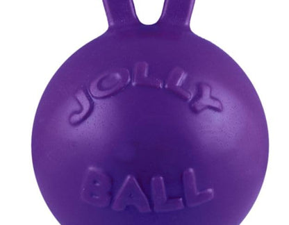 Jolly Pets Tug-n-Toss Heavy Duty Dog Toy Ball with Handle, 4.5 Inches/Small, Purple - color: Purple, size: Small (4.5 in)