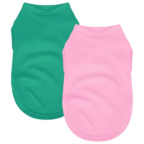 2 Pack Solid Color Dog Shirts – Lightweight, Breathable Pet T-Shirts, Durable Stretchy Clothes for Small to Large Dogs, Ideal for Everyday Wear & Holidays.Pink Blue Large - color: Pink,Teal, size: L (18'' Chest)