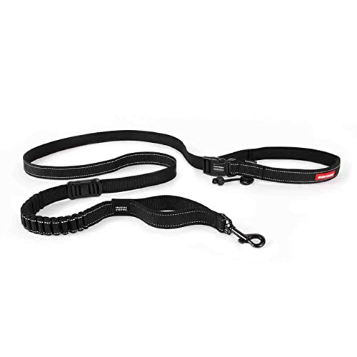 EzyDog Road Runner Hands Free Dog Leash – Waist Leash for Dog Walking, Jogging and Running with Zero Shock Bungee, Reflective Stitching, and Adjustable Waist (Black) - color: Black, size: 7 Foot