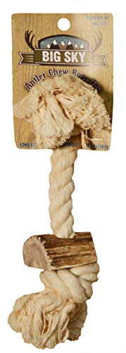 BIG SKY ROPE TOY W/ANTLER 3/4" X12" WHITE