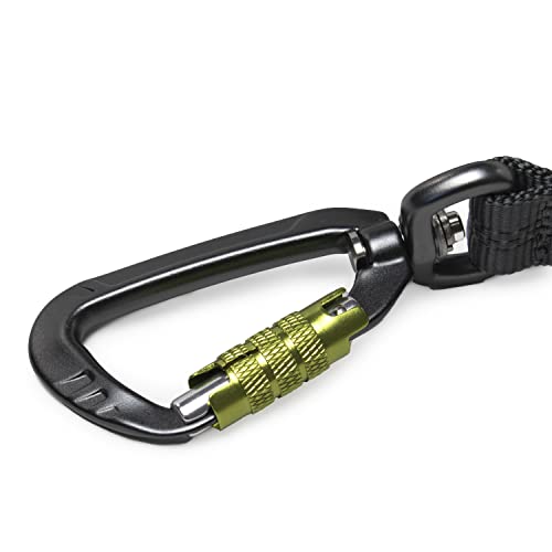 Tuff Mutt Hands-Free Waist Leash for Dog Walking, Running and Hiking, Carabiner Clip, Adjustable Belt with Double Handle, Reflective Bungee Design for Large & Medium Dogs - color: Carabiner/Green