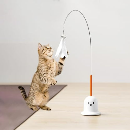 Cat Teaser Toy, Ghost Wand Teaser with Suction Base, Cats Interactive Toys with Bell for Indoor Cat, Sticks to Window Glass Tile - color: Green
