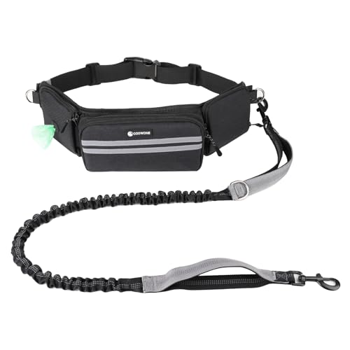 Hands Free Dog Leash with Dog Walking Fanny Pack for Large Medium Small Dogs, Heavy Duty Durable Reflective Waist Bungee Leash for Dog Training,Night Walking Running Jogging Hiking - color: Black, size: 1 Leah