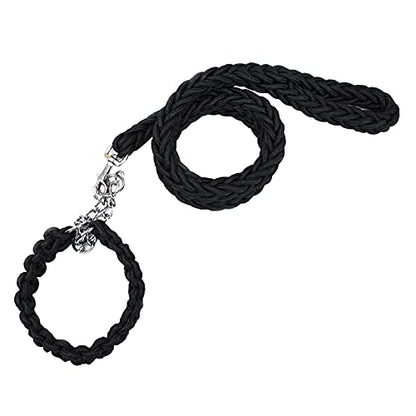 Love Dream Dog Collar and Leash Set, Heavy Duty Nylon Braided Rope Strong 4 FT Dog Leash and Martingale Training Collar for Small Medium Large Dogs Training and Walking (Black) - color: Black, size: Medium (Thick 1.5cm)