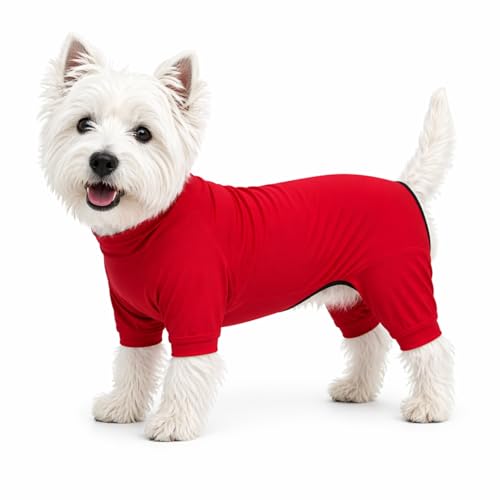 LoveLongLong Dog Jumpsuit with UV Protection and Quick-Dry Fabric for Spring Summer Pet Pajamas Red S - color: Red, size: S (for small dogs)