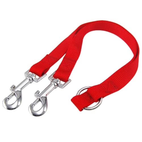Outdoor Walking Two Dogs Leash Coupler Double Twin Lead Walking Leashes Dog Harness Dog Accessories Supplies (Red,1.5 * 40cm) - color: Red, size: 1.5*40cm