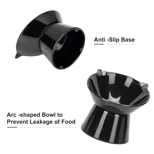Detachable Elevated Cat Bowls, 15° Tilted Raised Cat Food Bowl Anti-Vomiting,Whisker Friendly, Adjustable Cat Dishes for Protecting Spine,Adult Kitten - color: Black