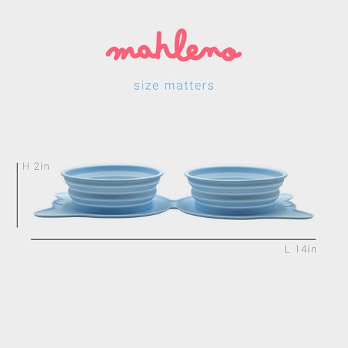 Collapsible Dog Bowls for Travel, 2-in-1 Silicone Slow Feeder with Clip, Portable Dog or Cat Pet Food & Water Bowl Set (Blue Angelite) - color: Blue Angelite