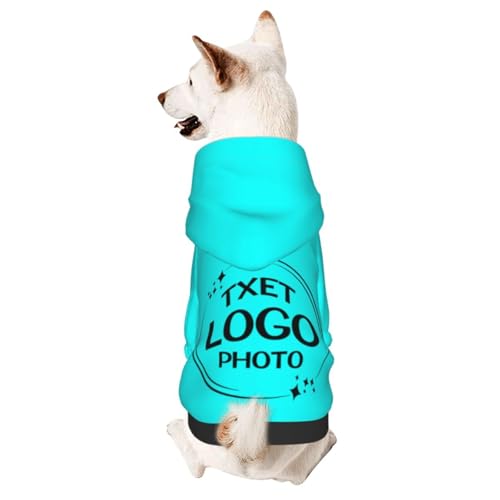 Custom Dog Hoodie Personalized Pet Pullover Hoodie Design Your Own Text Image for Small Dogs Puppy Cat Kitten Clothes Dog Shirt Customizable Customized Puppy Apparel Gifts Cyan Pet Hoodies - color: Cyan, size: X-Small