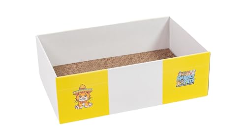 Timmy The Cat’s XL Cardboard Cat Scratcher Box - Snarky Pets Cat Scratch Lounge & Cat Bed - Durable Corrugated Scratch Pad for Large Cats & Chonks-Flat Pack with one pad