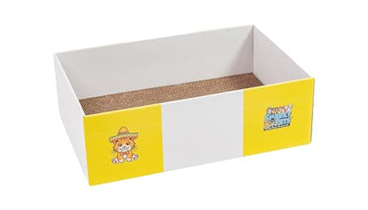 Timmy The Cat’s XL Cardboard Cat Scratcher Box - Snarky Pets Cat Scratch Lounge & Cat Bed - Durable Corrugated Scratch Pad for Large Cats & Chonks-Flat Pack with one pad