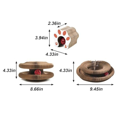 Kitty Curls Cat Toy, Magic Organ Cat Interactive Scratcher Cardboard with Bell Ball, Foldable & Changeable Accordion Shape Exercise Anxiety Relief Toy for Indoor Cats (2PCS) - size: 2 PCS