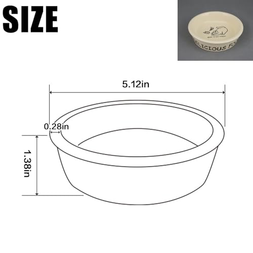TTcat Ceramic Cat Feeder, 5.1in Shallow Design Food Bowl, Small Pet Dishes for Cats, Kitten, Dishwasher Safe - color: Cartoon Bowl