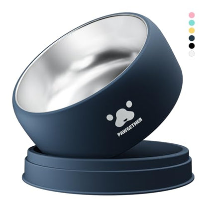 PAWGETHER® Stainless Steel Dog Bowls, Dog Food Water Bowl with Non-Slip Base Two-Piece Design Easy Clean Dishwasher Safe Navy Blue 34oz + 12oz - color: Navy (34oz + 12oz)