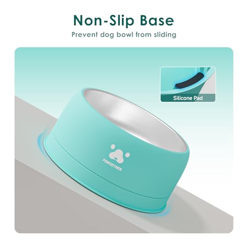 PAWGETHER® Stainless Steel Dog Bowls, Dog Food Water Bowl with Non-Slip Base Two-Piece Design Easy Clean Dishwasher Safe Mint Green 34oz + 12oz - color: Mint Green (34oz + 12oz)