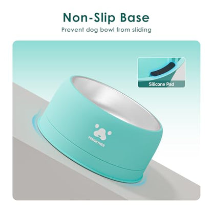 PAWGETHER® Stainless Steel Dog Bowls, Dog Food Water Bowl with Non-Slip Base Two-Piece Design Easy Clean Dishwasher Safe Mint Green 34oz + 12oz - color: Mint Green (34oz + 12oz)