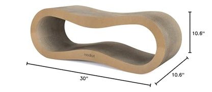 Modkat® Premium 2 Cat Scratcher Set. Large (30L X 10.6H in.) and Small (26.6L X 7H in.) Sizes. Scratch, Play Lounge. High-Grade Cardboard, 100% Recyclable, Reversible.