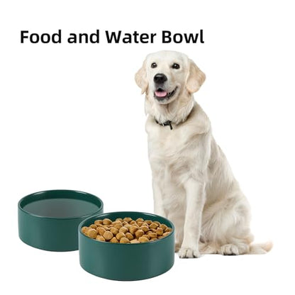 Havniva 8.3” Ceramic Dog Bowls, Dog Food and Water Bowl for Large Dogs, Durable Dog Water Bowl with Non-Slip Rubber Base Large Capacity Pet Feeding Bowl - color: Matte Dark Green, size: 8.3 Inch