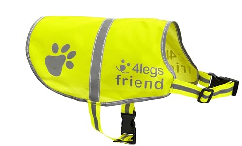 Upgraded Reflective Dog Vest. Hi-Visibility, Fluorescent Neon Yellow Dog Vest Helps Protect Your Best Friend. Safeguard Your PUP from Motorists & Hunting Accidents, On or Off Leash by 4LegsFriend - color: Yellow, size: Medium