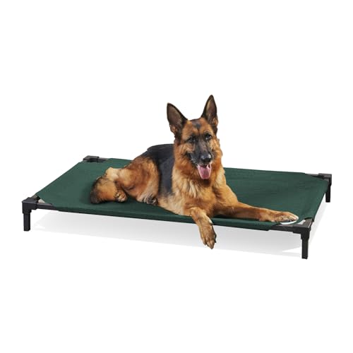 Coolaroo Pro Elevated Dog Bed - Low-Profile Access, Moisture-Resistant Cover, Breathable Fabric & Tool-Free Setup, Brunswick Green, Large - color: Brunswick Green, size: Large